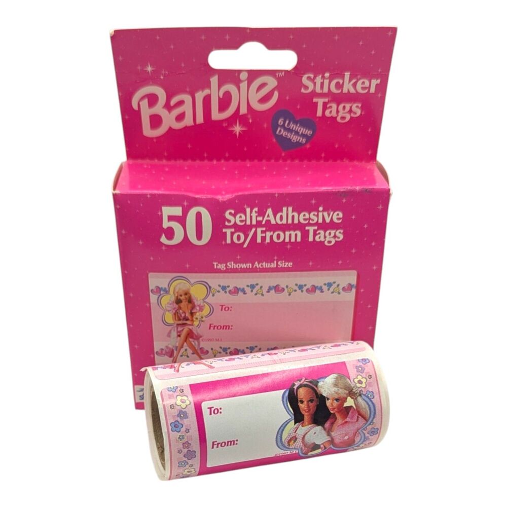 Vintage Barbie Gift Tags Self-Adhesive 50 Stickers 1997 Mello Smello